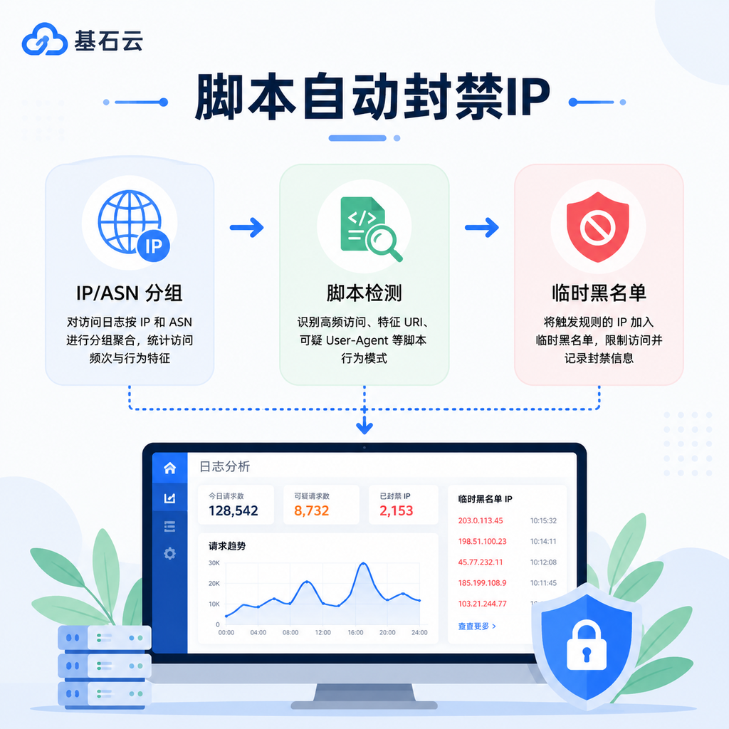 日志按IP分组检测异常并自动封禁 日志按IP分组检测异常并自动封禁
