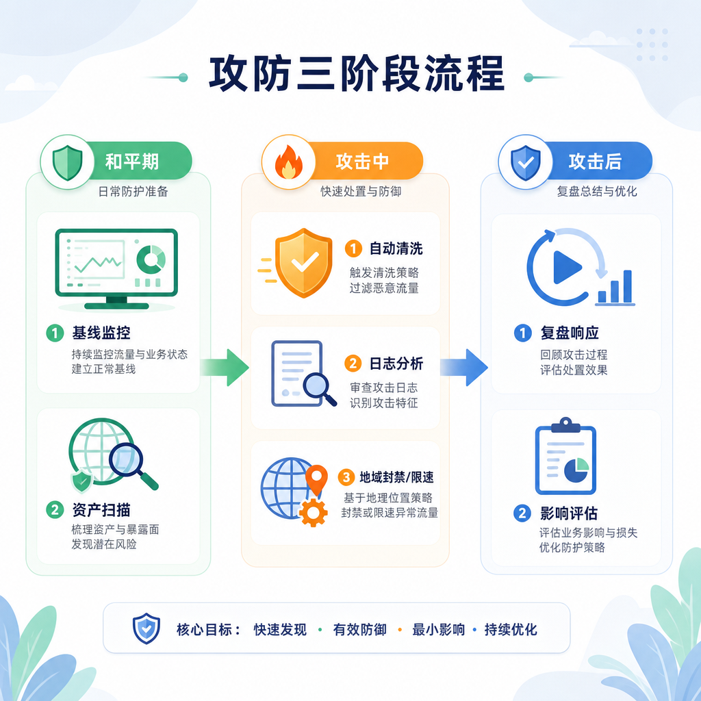 DDoS攻防前中后三阶段流程 DDoS攻防前中后三阶段流程