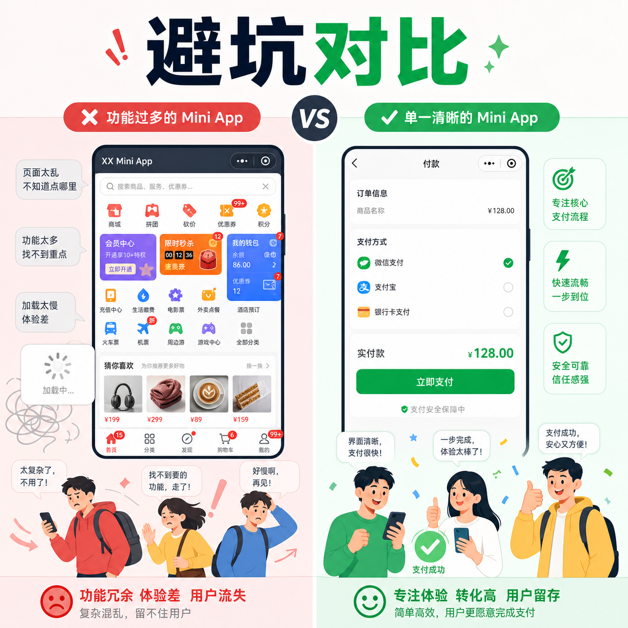 功能堆满与精简界面避坑对比