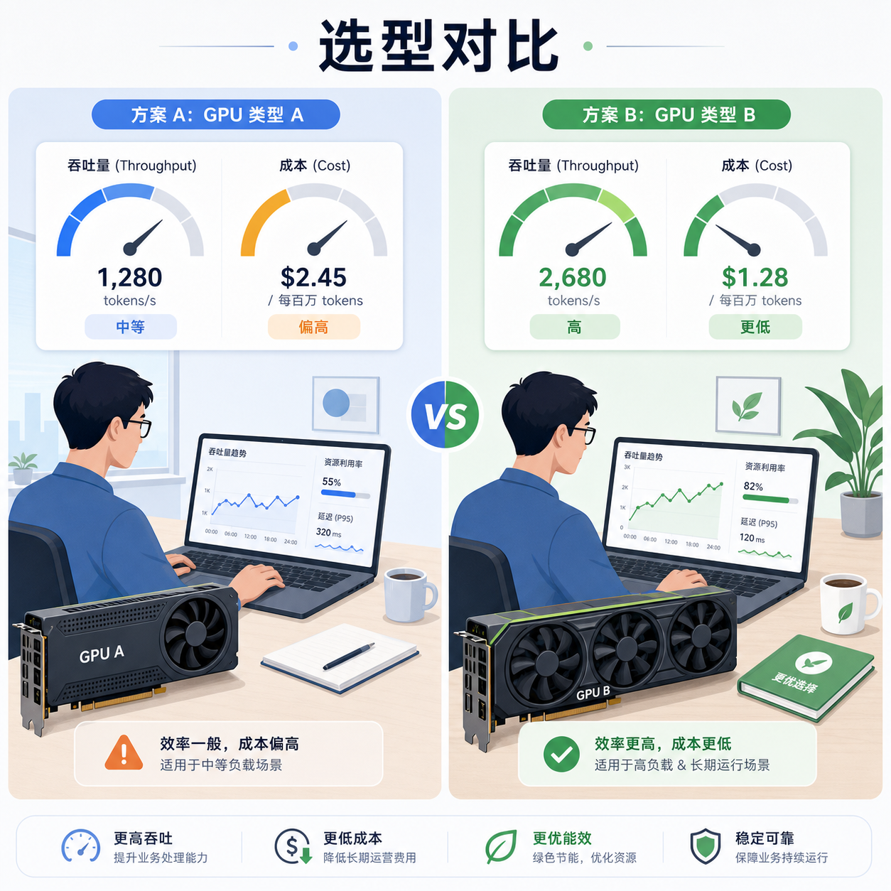 不同卡型吞吐成本选型对比
