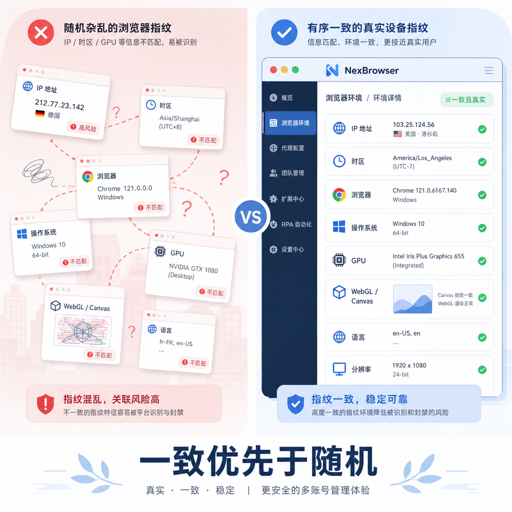 随机化与一致性指纹环境对比