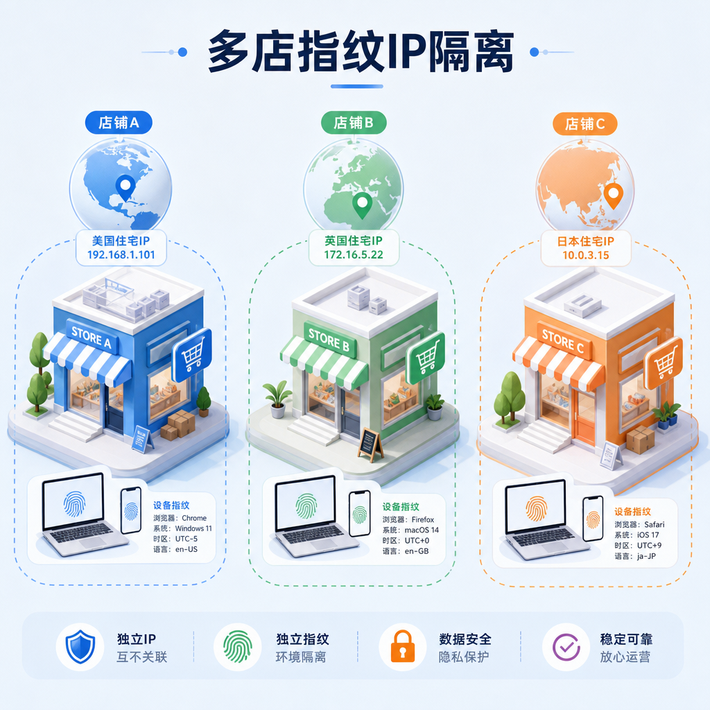 多店铺独立指纹与住宅IP