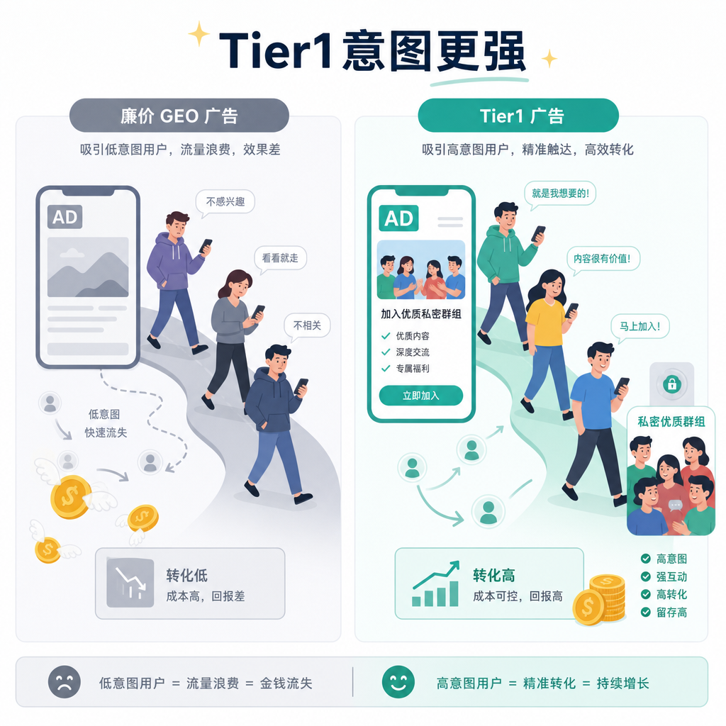 Tier1与廉价GEO转化意图对比