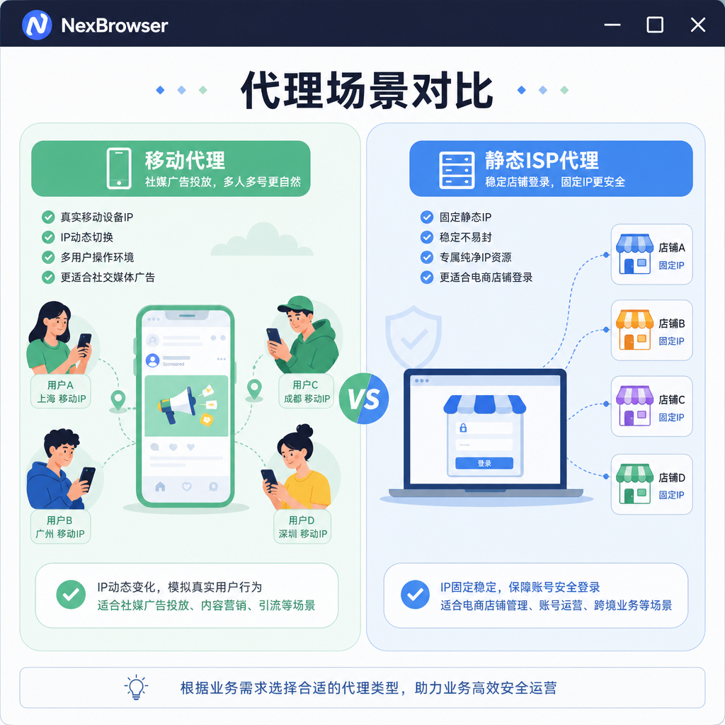 移动与静态代理场景对比 移动与静态代理场景对比
