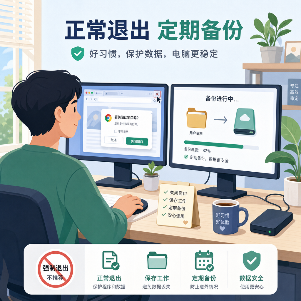 正常退出浏览器并备份档案数据 正常退出浏览器并备份档案数据