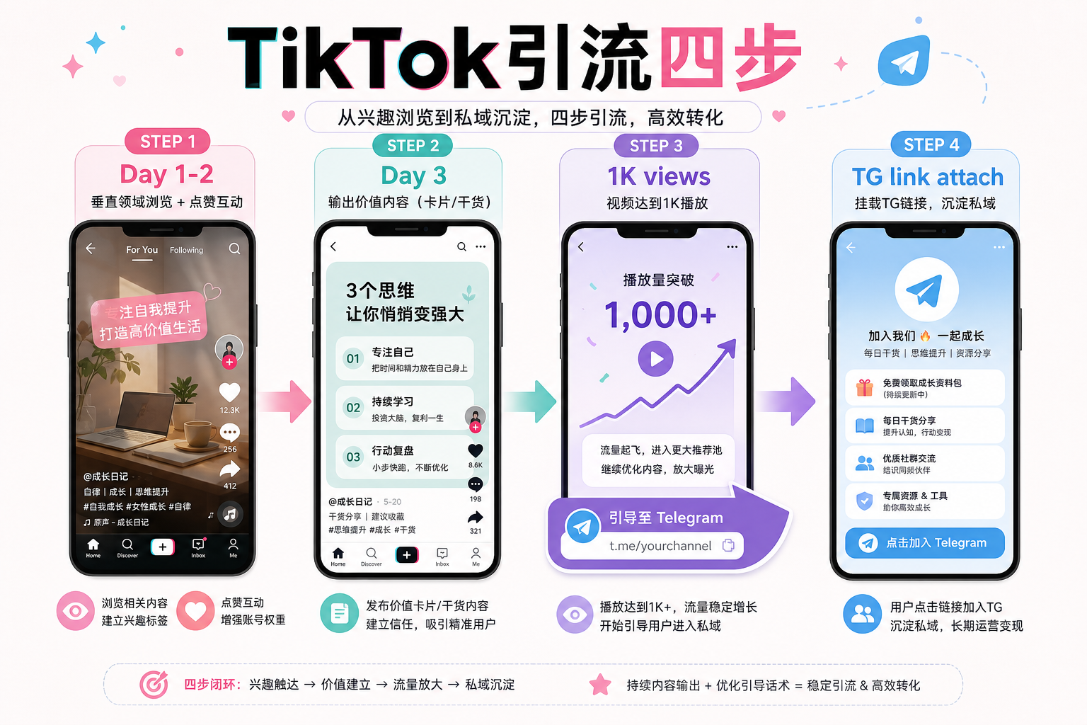 TikTok养号挂链引流四步流程