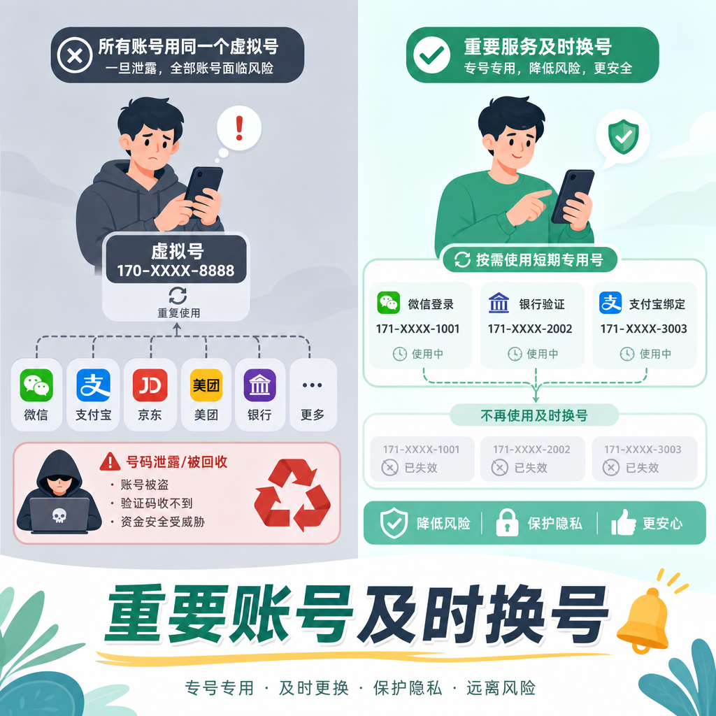 Comparison of shared versus timely replacement of virtual numbers