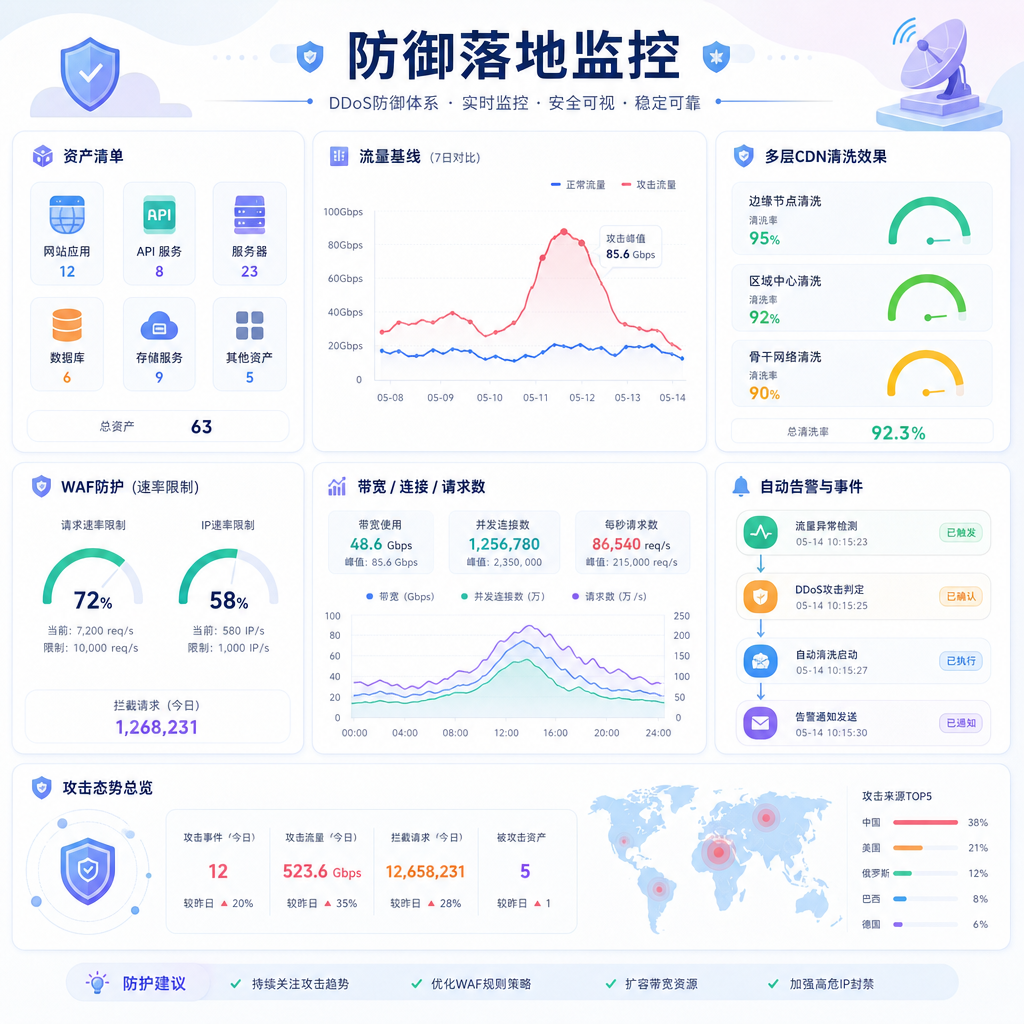 流量基线多层防御监控仪表盘