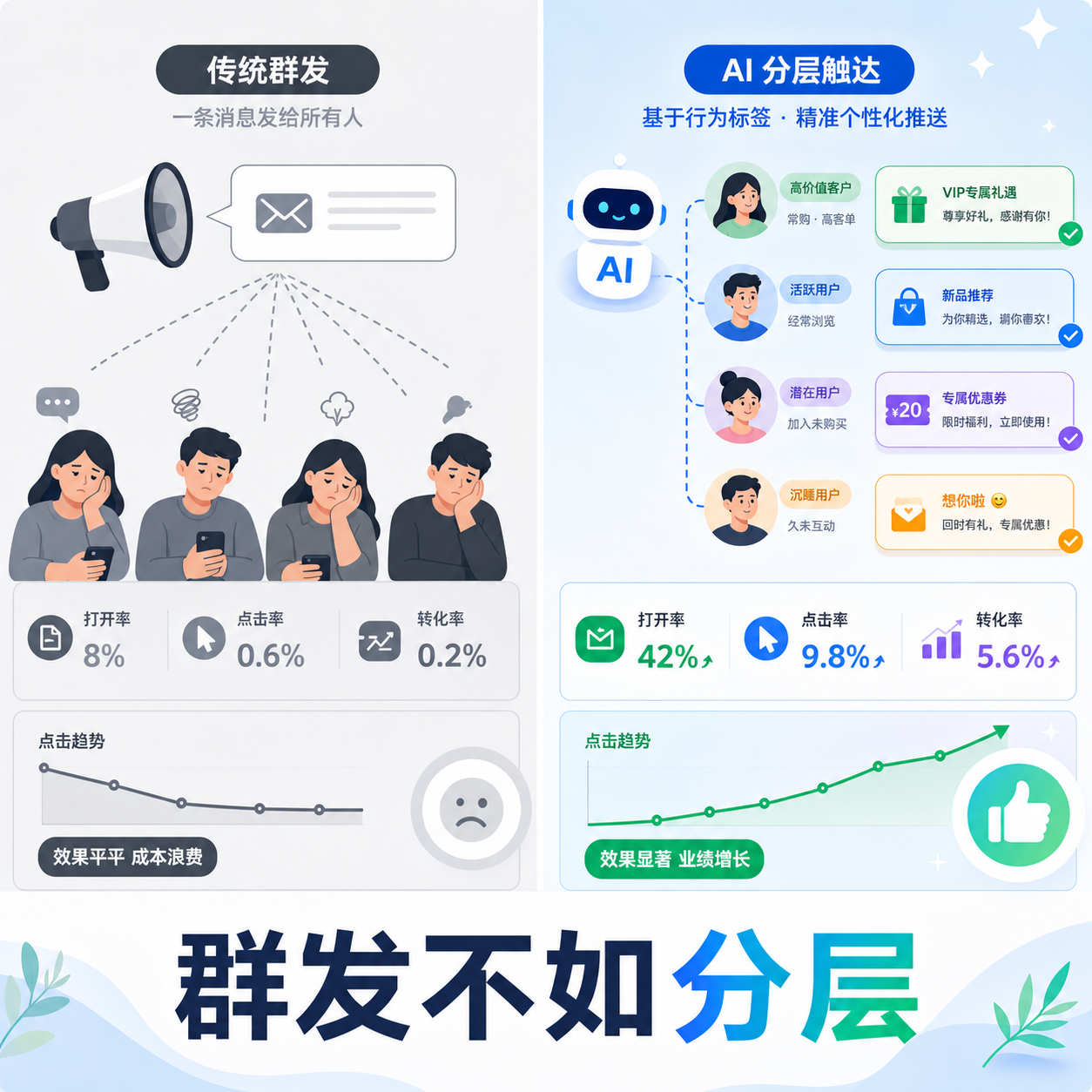 群发与分众推播效果对比