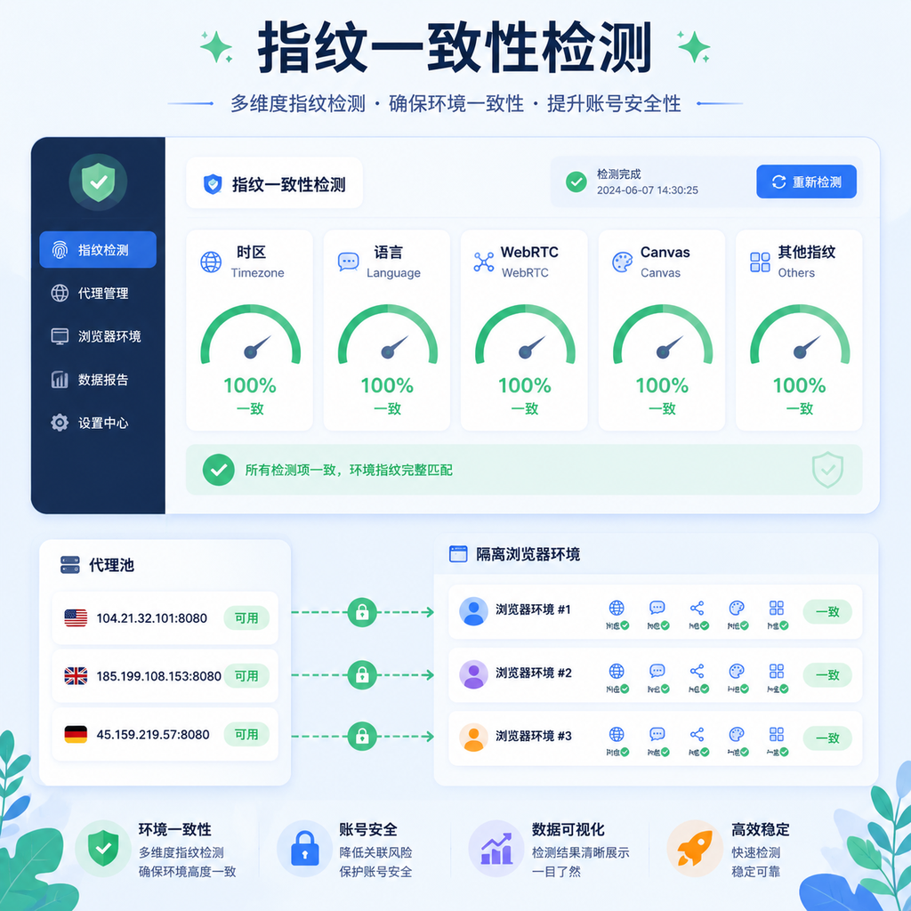 指纹浏览器参数一致性仪表盘 指纹浏览器参数一致性仪表盘