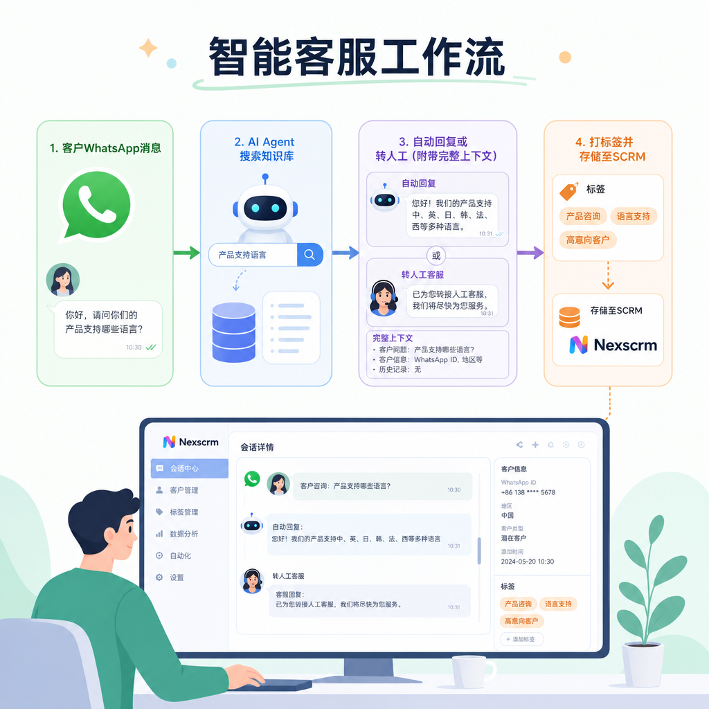 客户消息AI转人工存SCRM流程