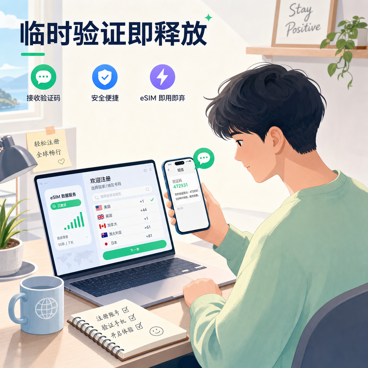 桌前用eSIM虚拟号收验证码 桌前用eSIM虚拟号收验证码