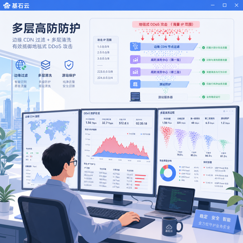 地毯轰炸DDoS新常态 高防多层实操防护