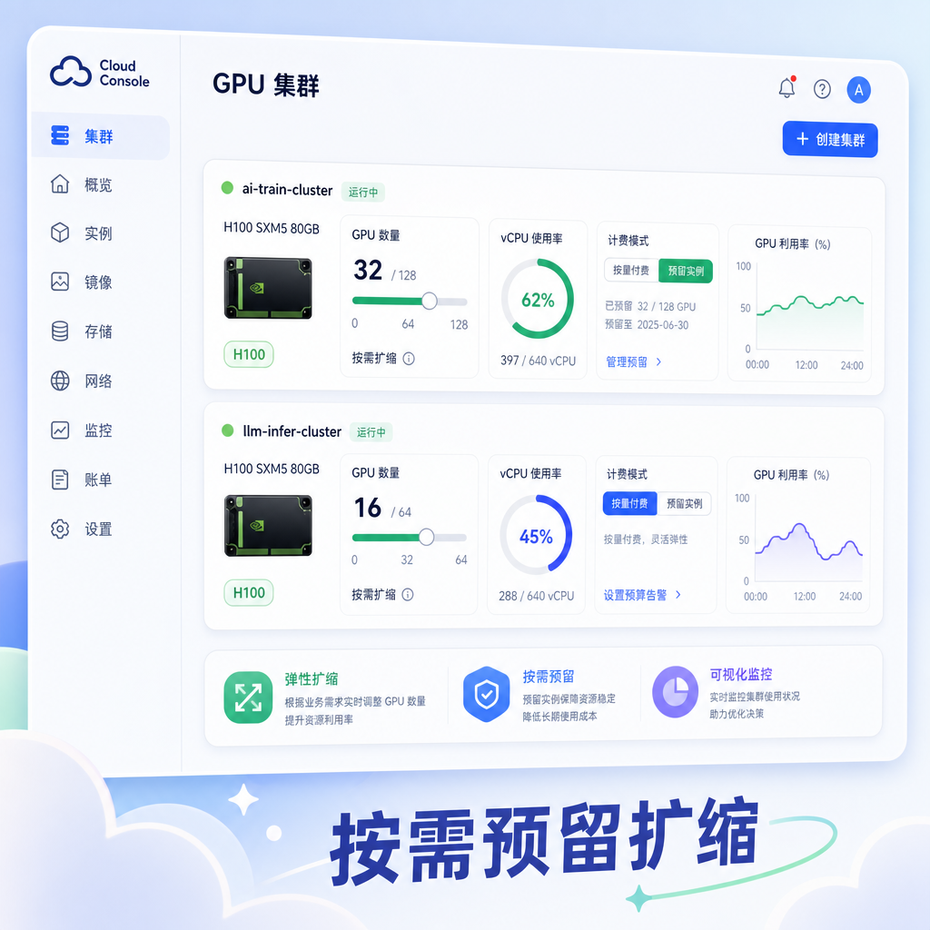 云端GPU按需预留弹性扩缩界面