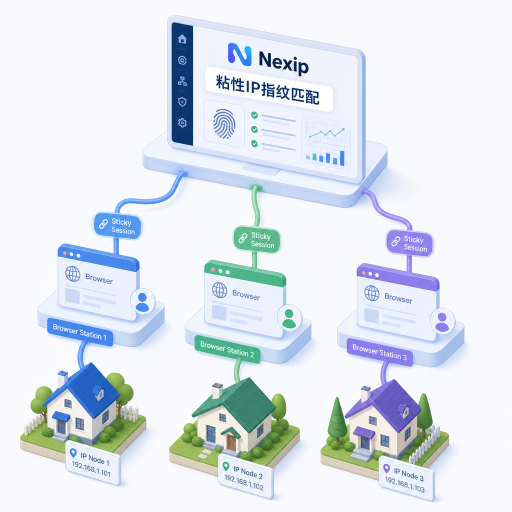 各账号绑定粘性住宅IP与指纹
