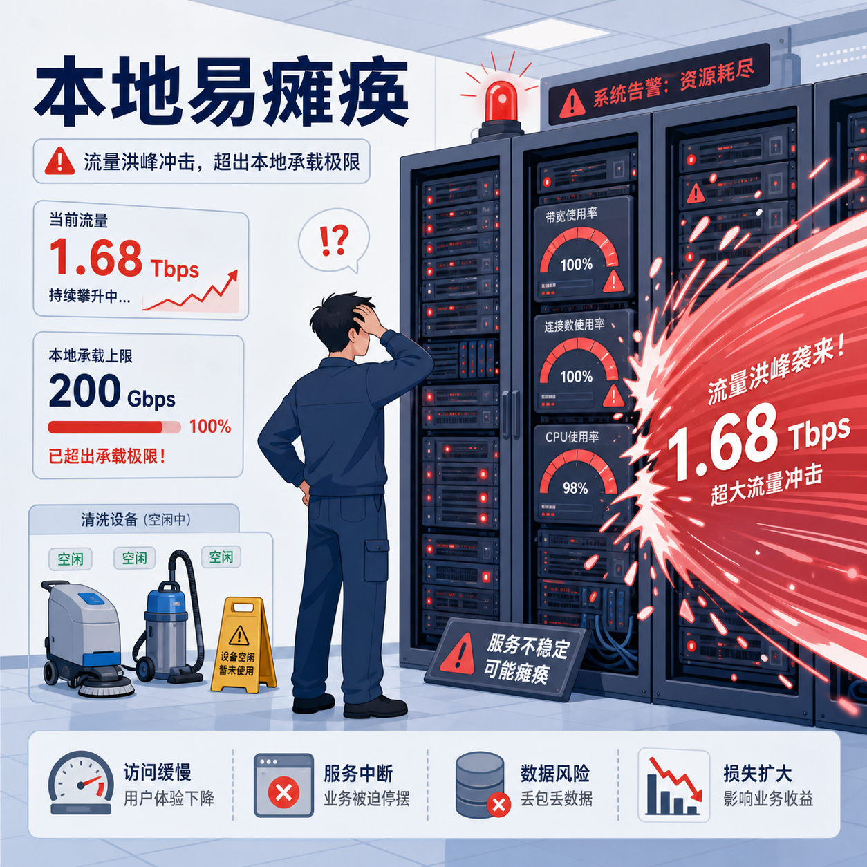 机房本地设备遭流量冲击瘫痪 机房本地设备遭流量冲击瘫痪