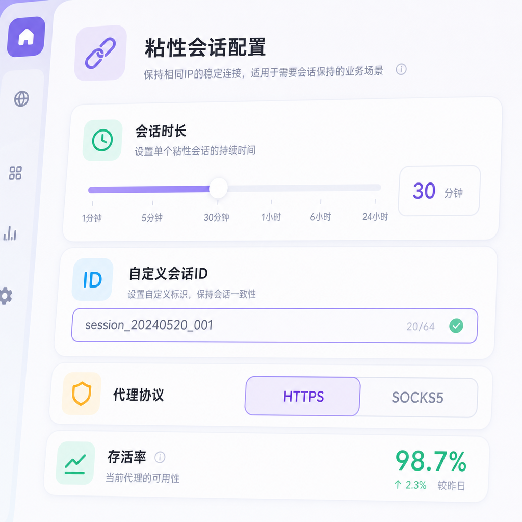 粘性会话参数配置界面特写