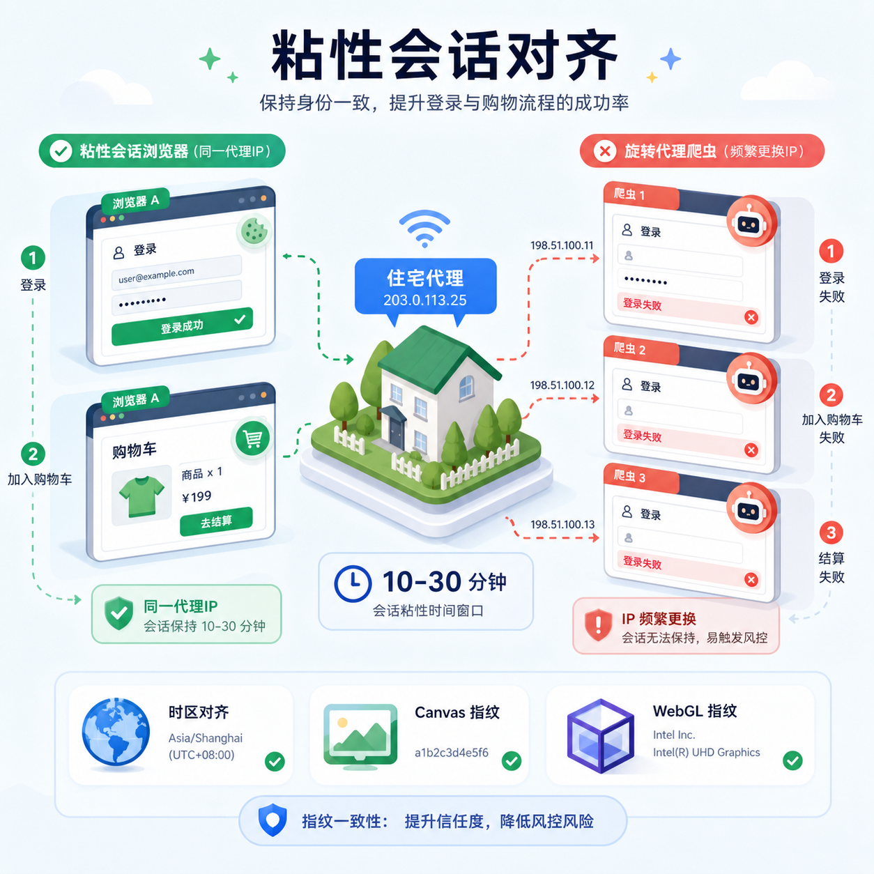 Residential proxy sticky session fingerprint alignment Residential proxy sticky session fingerprint alignment
