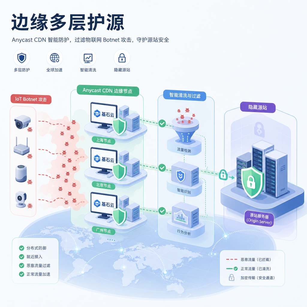 边缘节点过滤隐藏源站多层防护