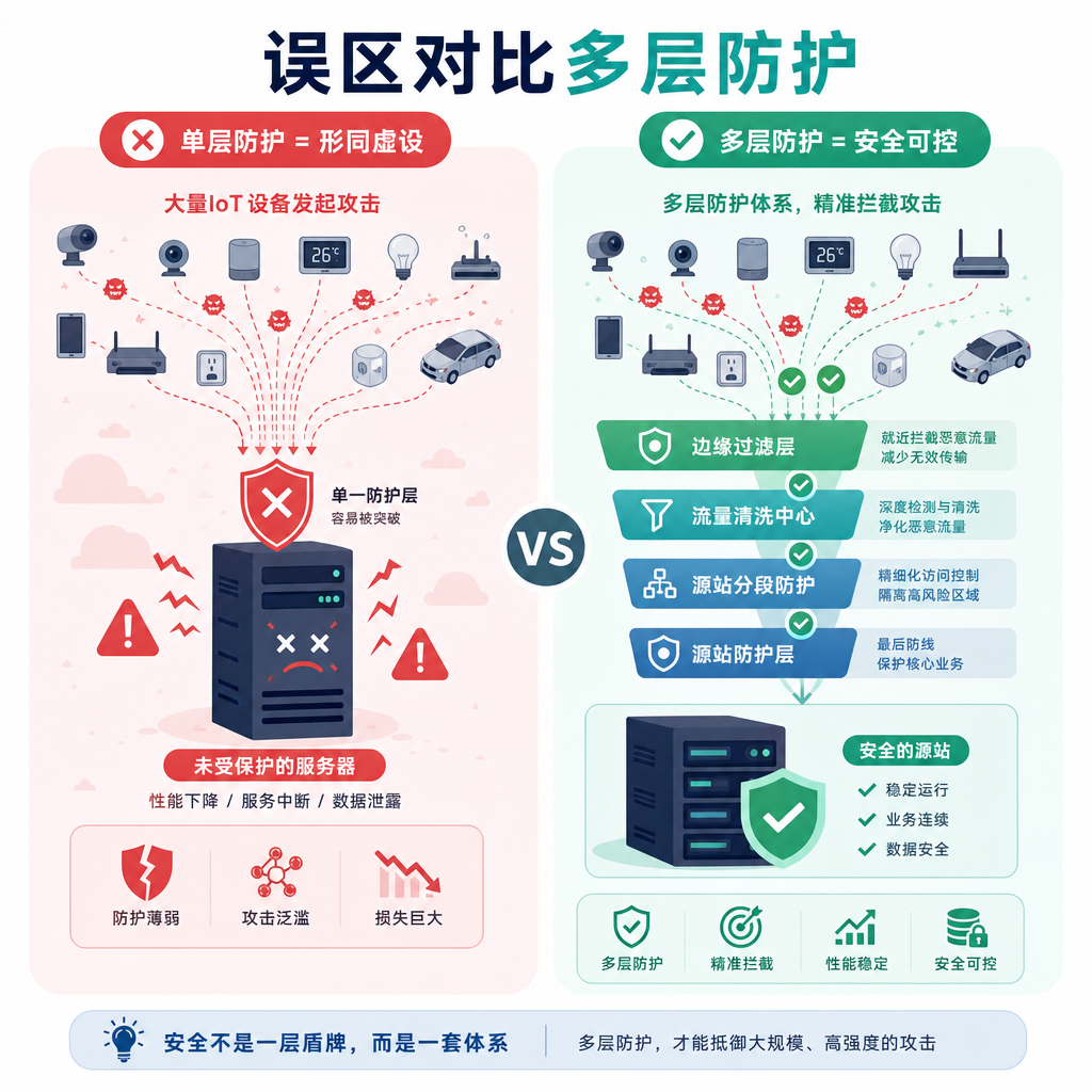 误区与多层边缘防护对比