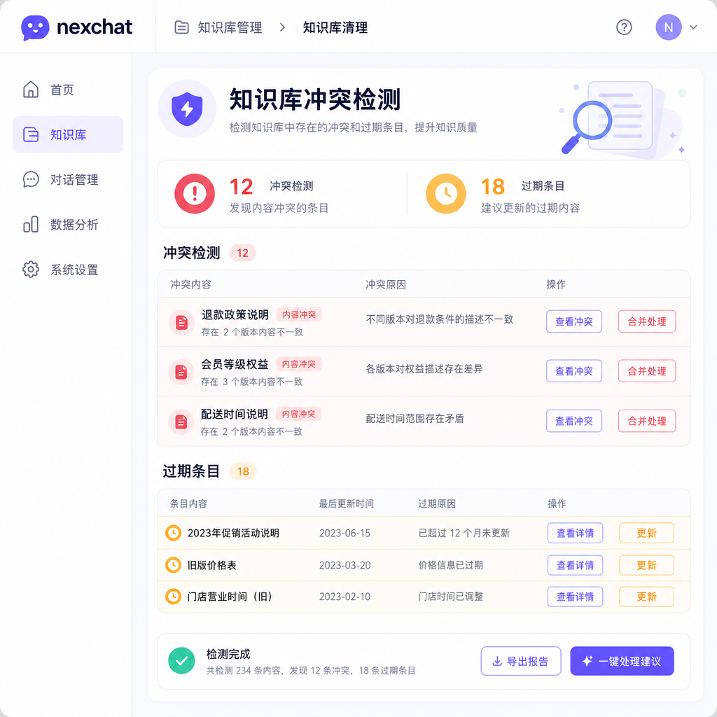 nexchat界面知识库冲突检测 nexchat界面知识库冲突检测