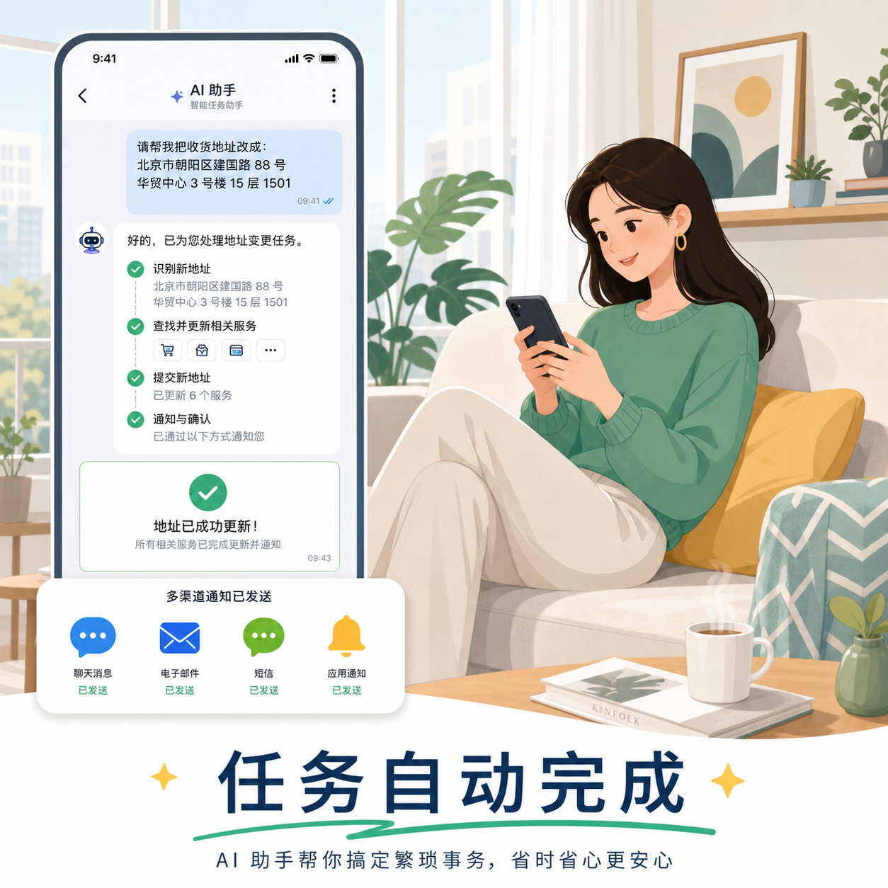 用户用智能客服完成改址任务流 用户用智能客服完成改址任务流