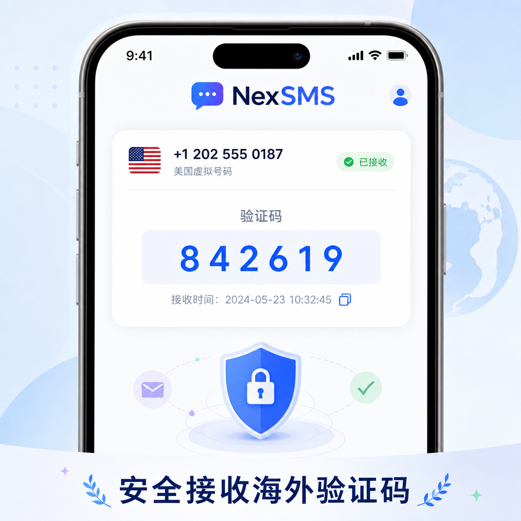 用户使用虚拟号码安全接收海外验证码。 用户使用虚拟号码安全接收海外验证码。