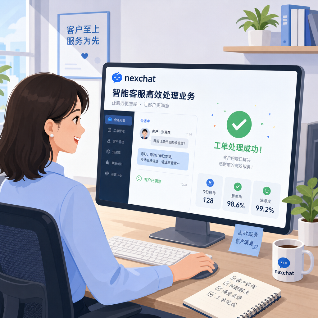 客服人员利用智能系统快速处理用户订单。 客服人员利用智能系统快速处理用户订单。