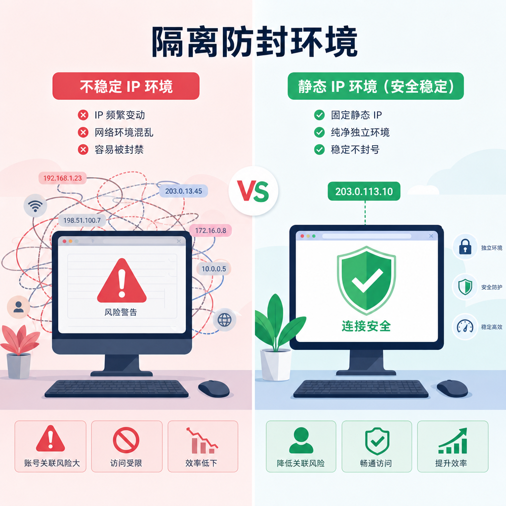 Using a dedicated static network can reduce the risk of account bans.