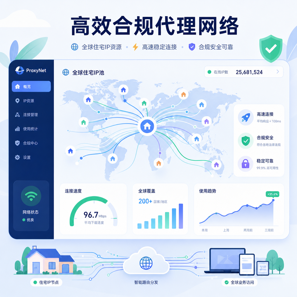 个人用户可快速接入高效合规的代理网络。