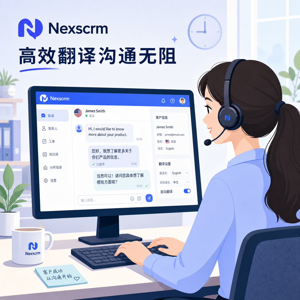 客服人员使用专业软件与海外客户高效沟通。
