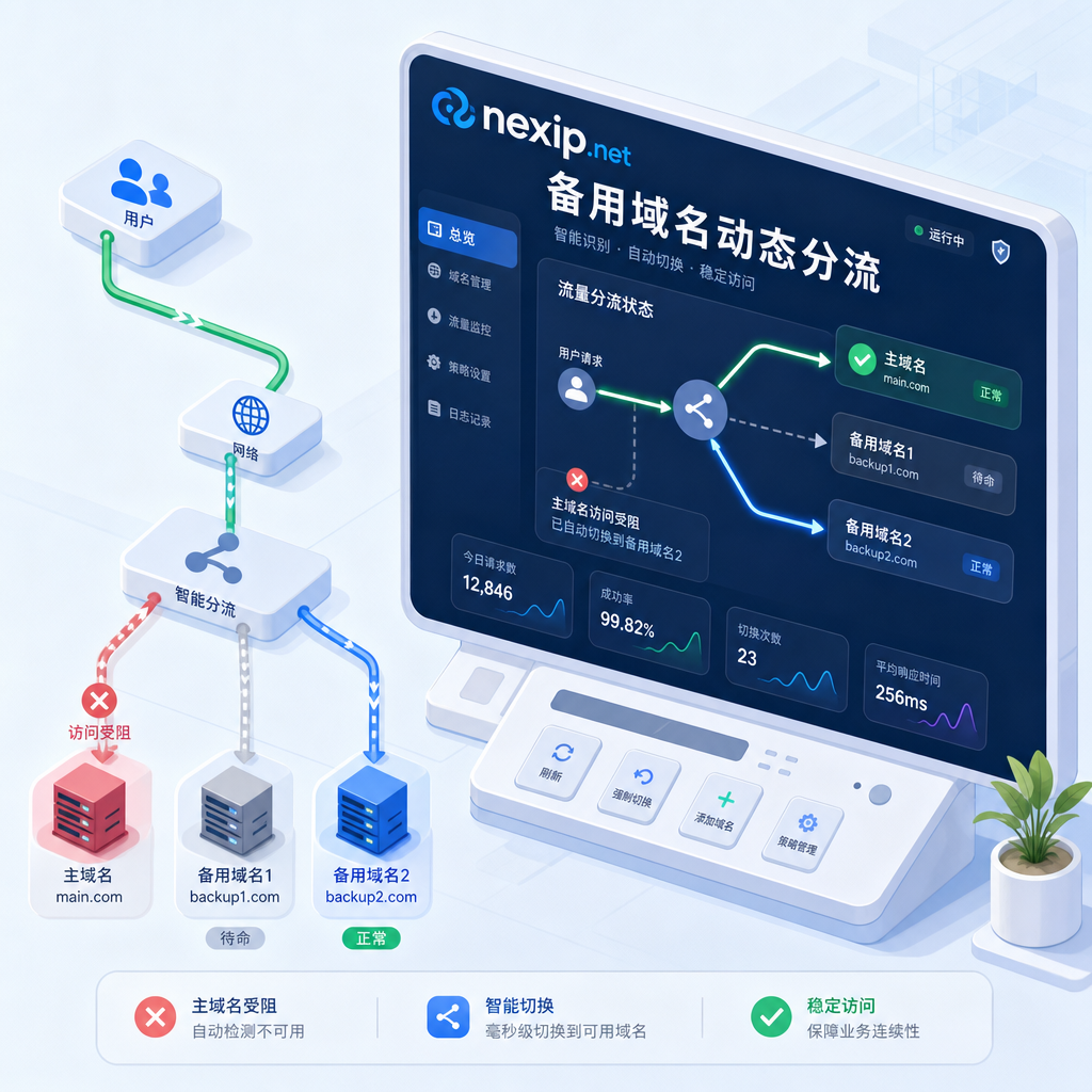 企业通过配置备用域名实现动态流量分摊。