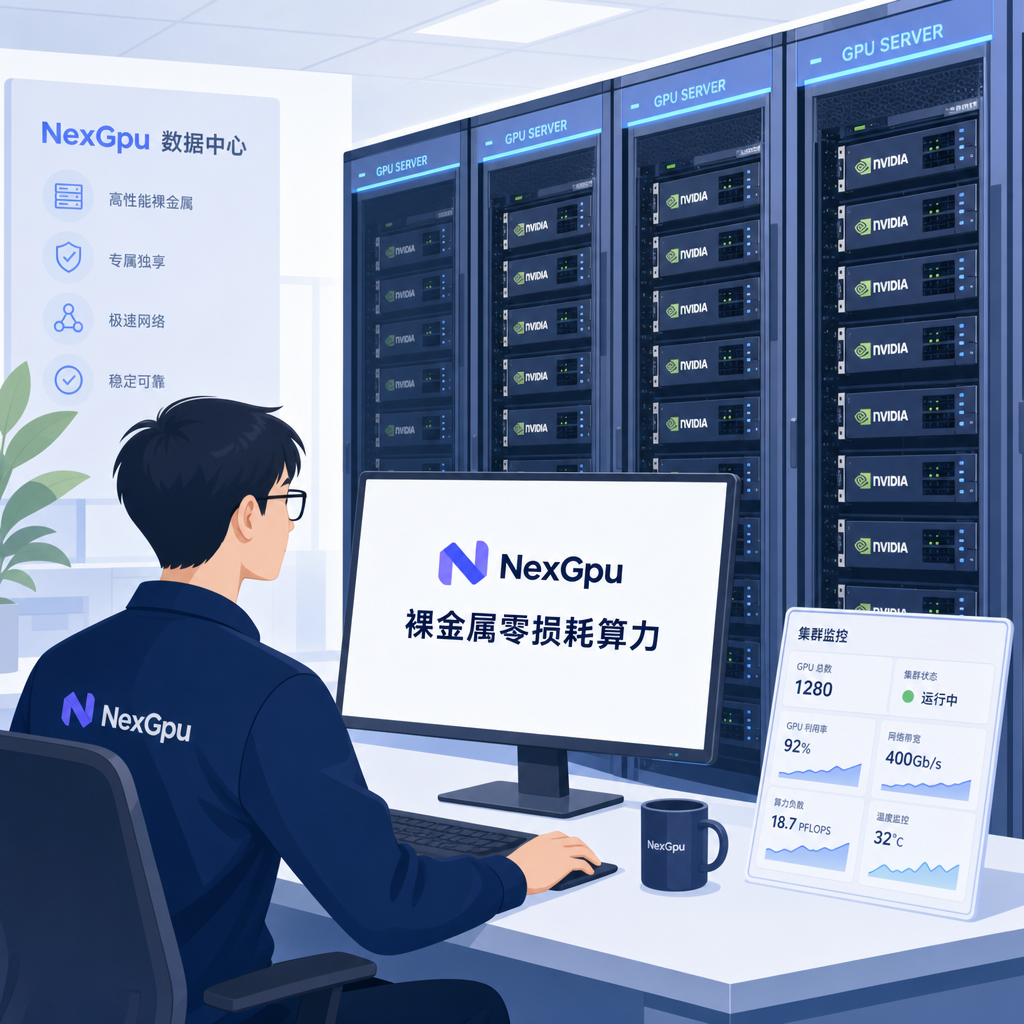工程师在机房调试高性能裸金属算力集群