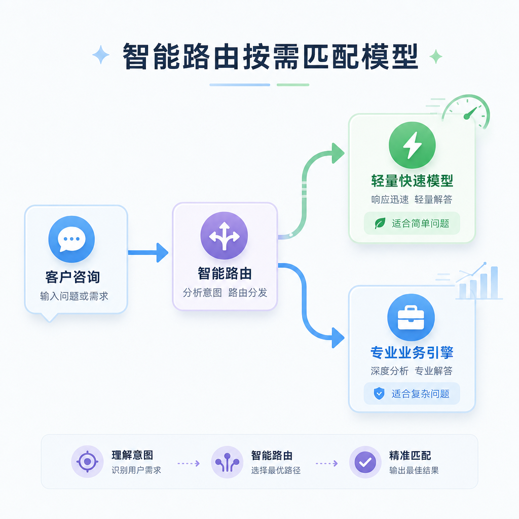 系统根据问题难度智能分配最适合的客服模型。 系统根据问题难度智能分配最适合的客服模型。