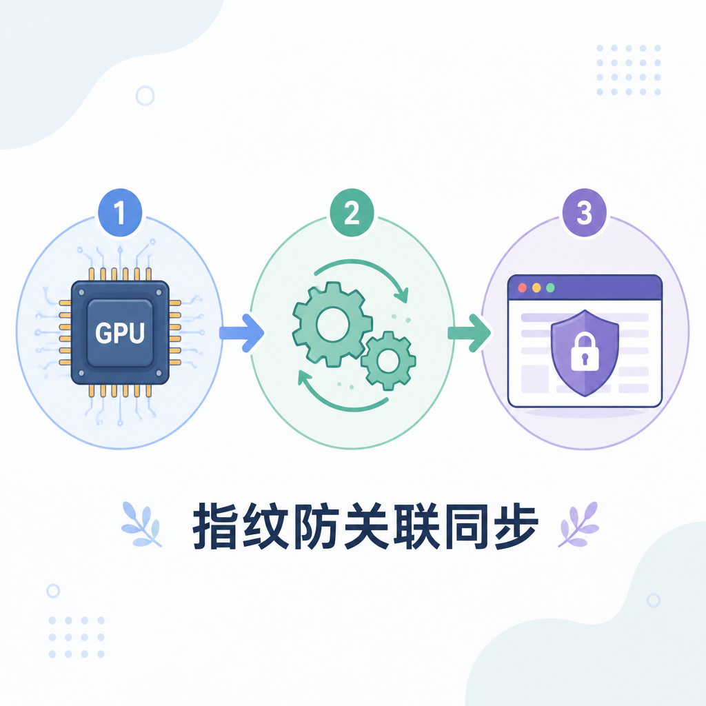 浏览器对硬件指纹进行深度同步的流程。