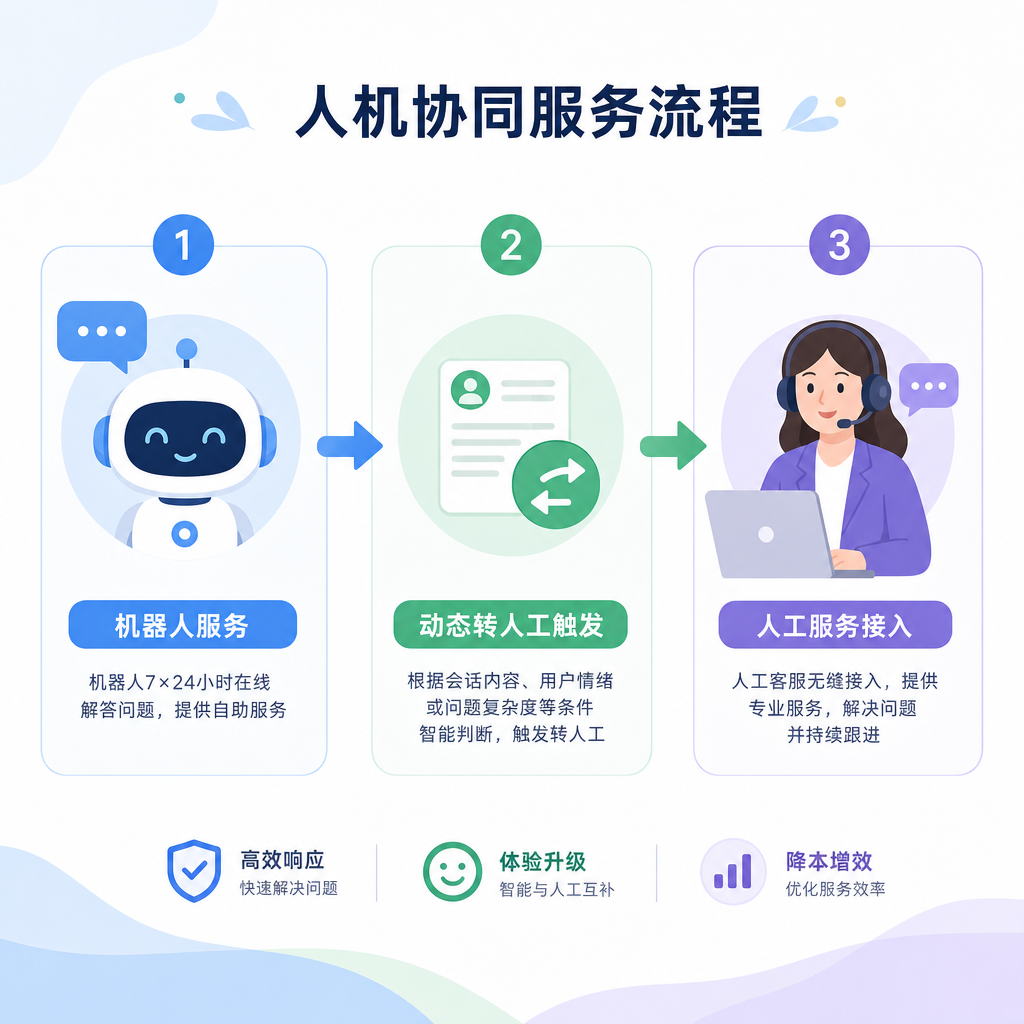 人机协同客服系统的无缝转接流程。
