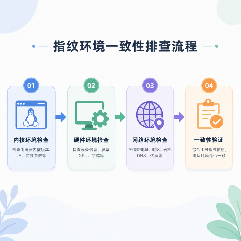 The technical team systematically checks the kernel, hardware, and network parameters of the masked environment for consistency. The technical team systematically checks the kernel, hardware, and network parameters of the masked environment for consistency.
