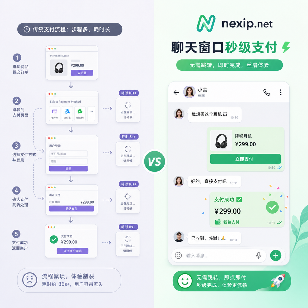 用户直接在聊天窗口内完成原生钱包支付。
