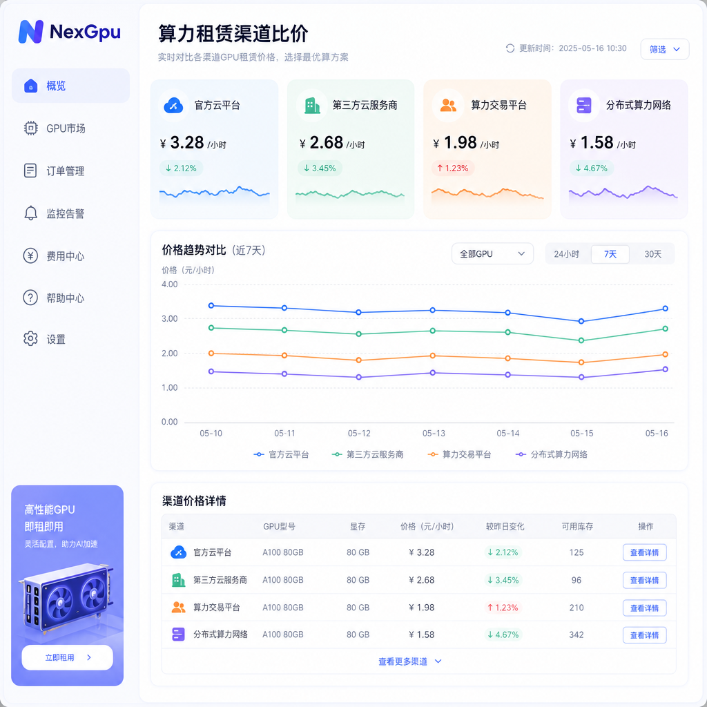 团队比对标准云与二级市场的算力租赁价格