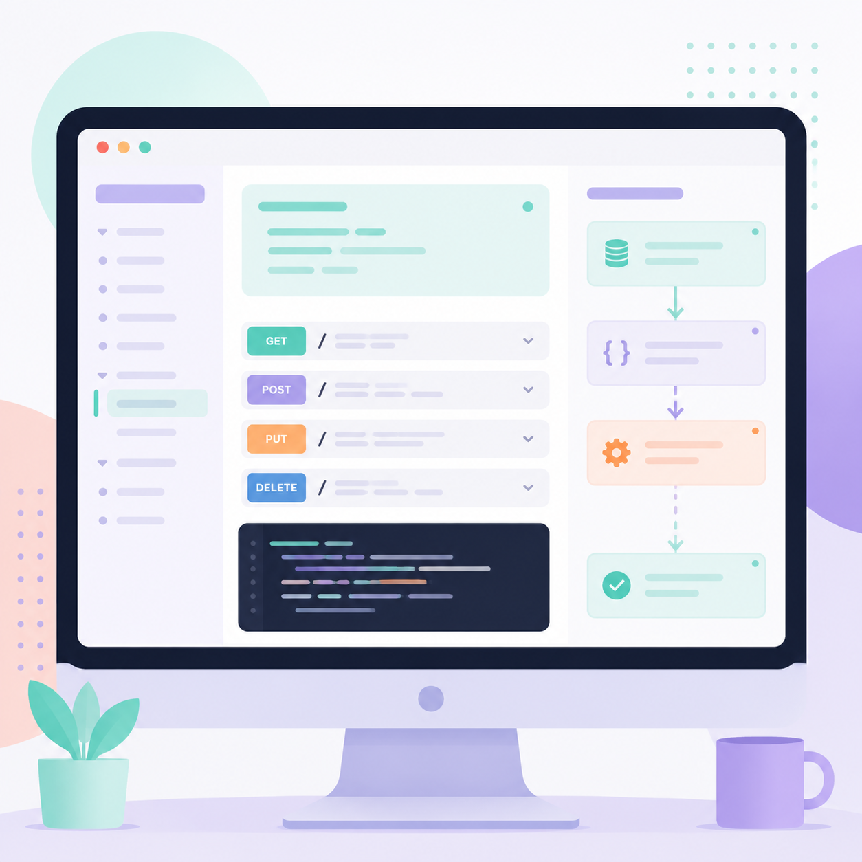 API documentation interface illustration API documentation interface illustration