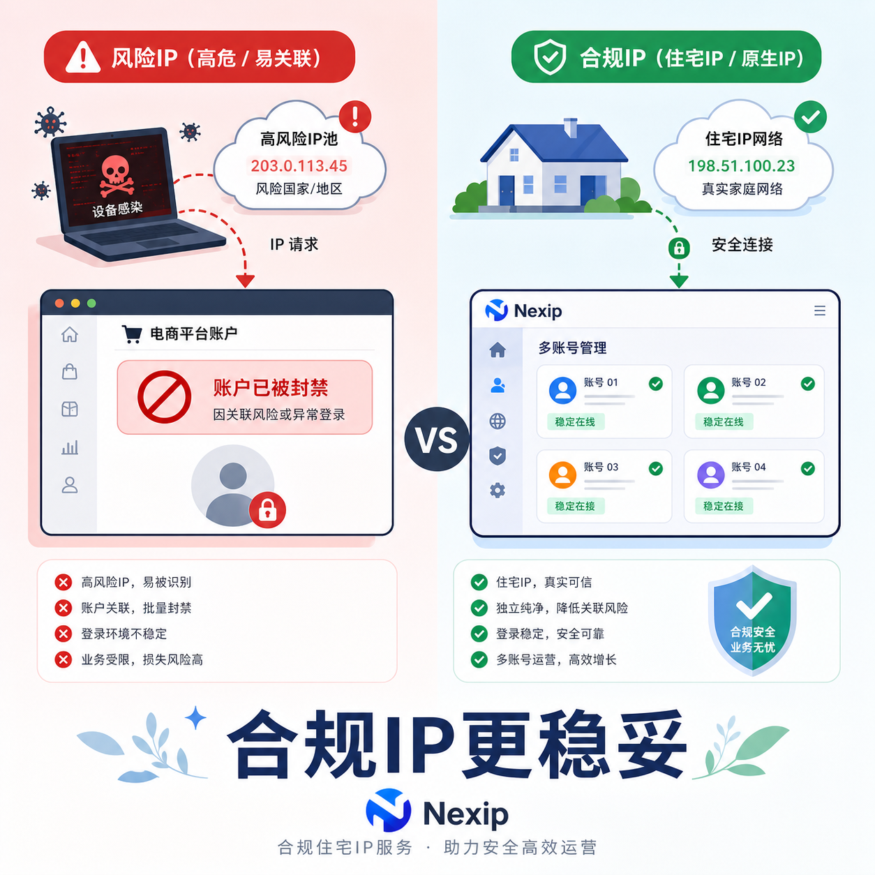 来源不明IP与合规住宅IP风险对比 来源不明IP与合规住宅IP风险对比