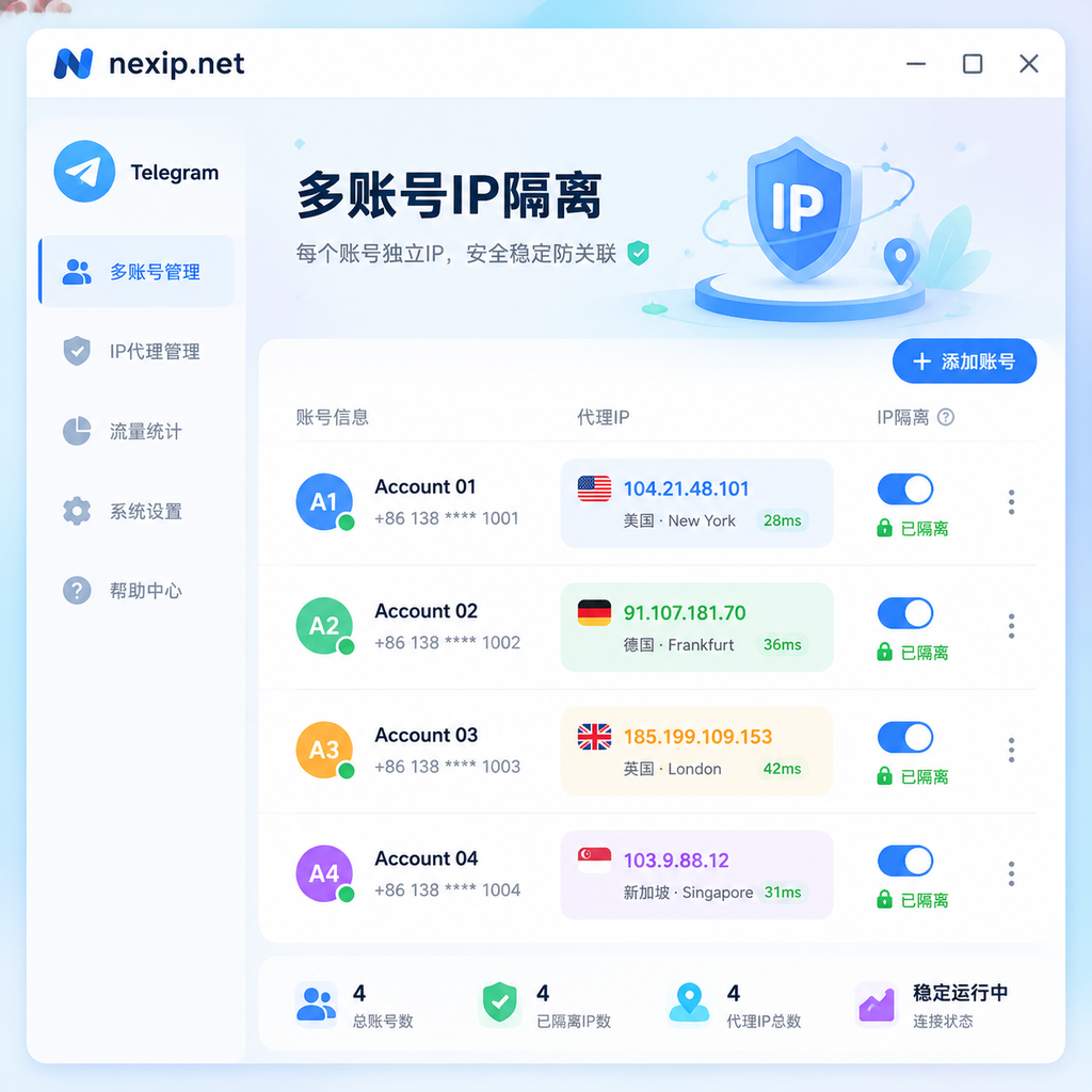 多账号管理界面代理IP切换
