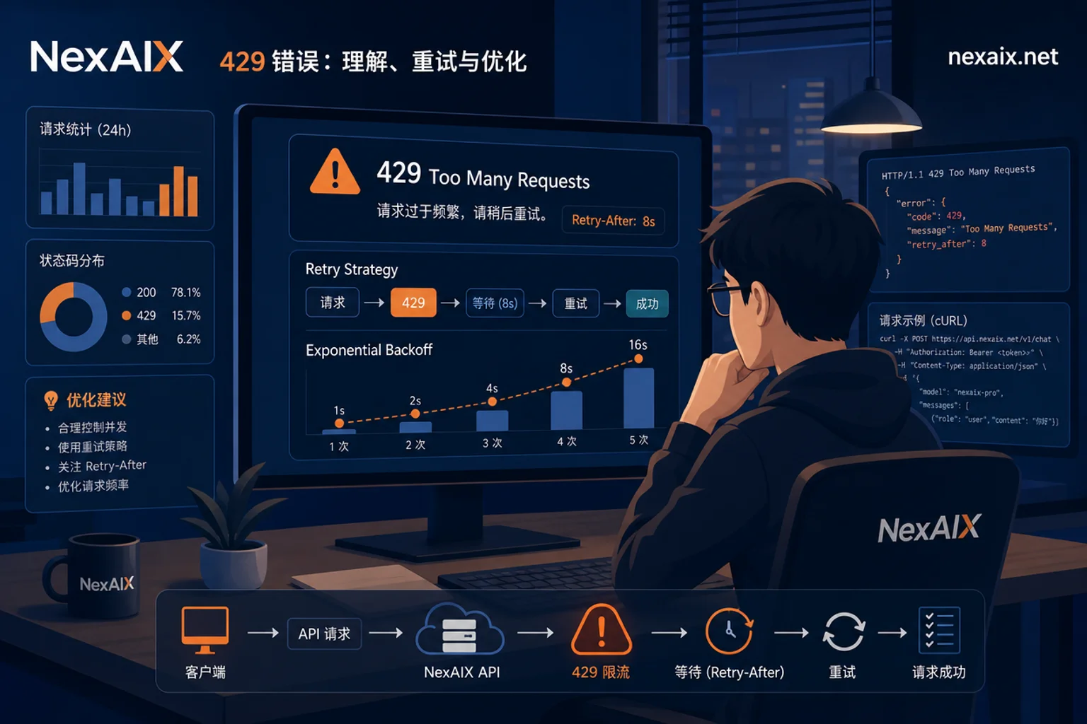 AI API 429报错怎么排查？四类成因判定与重试退避指南