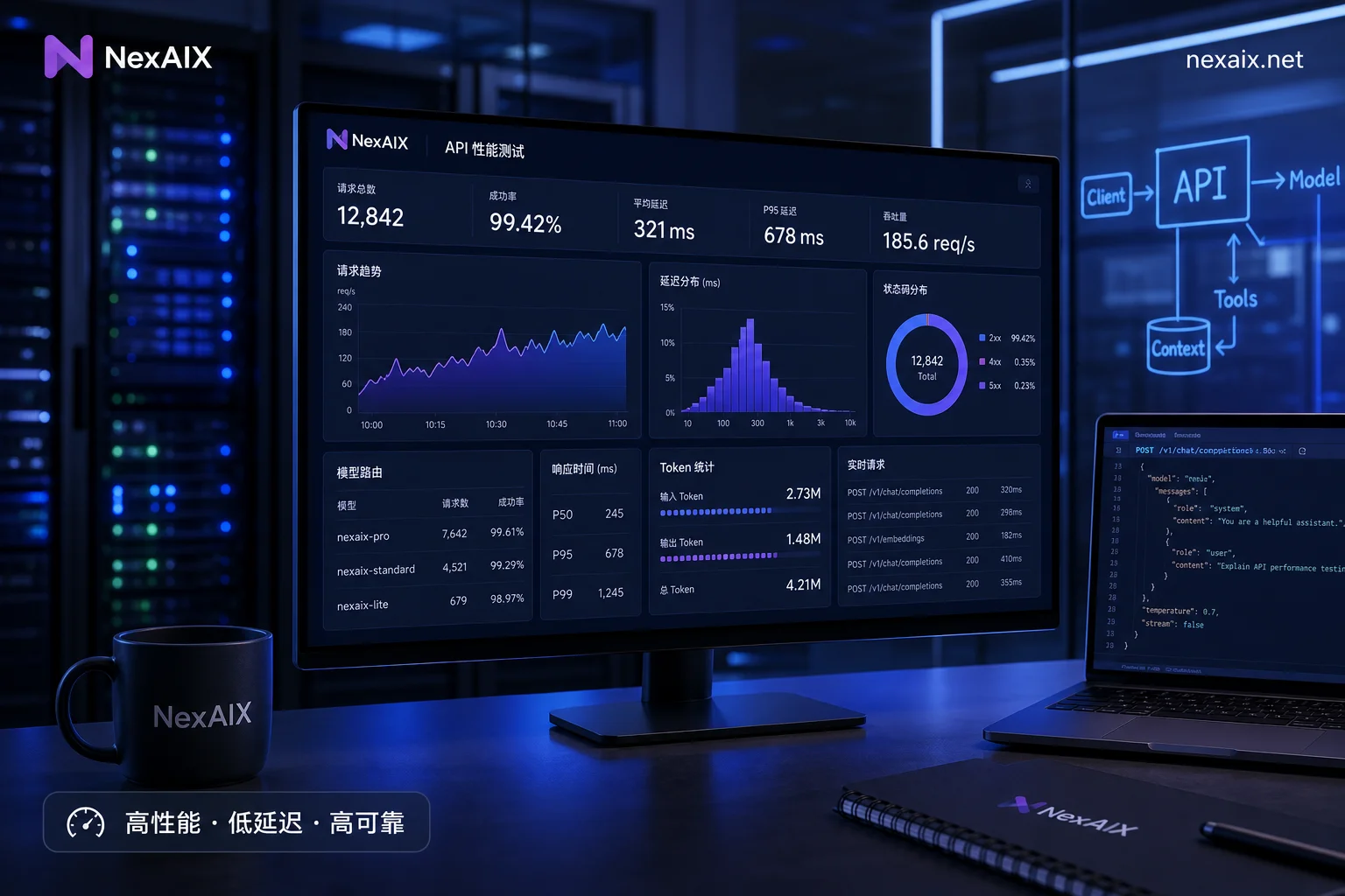 AI API性能测试示意图