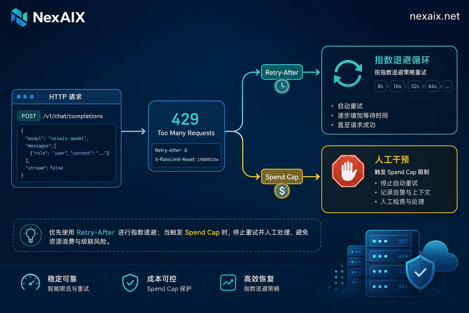 429错误分类处理流程图:速率超限与支出上限的不同路径 429错误分类处理流程图:速率超限与支出上限的不同路径