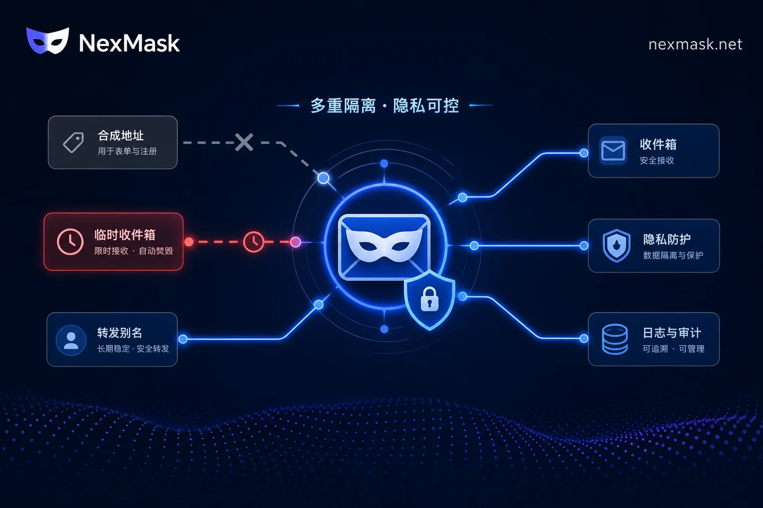 随机邮箱生成器三种产出类型的概念示意图