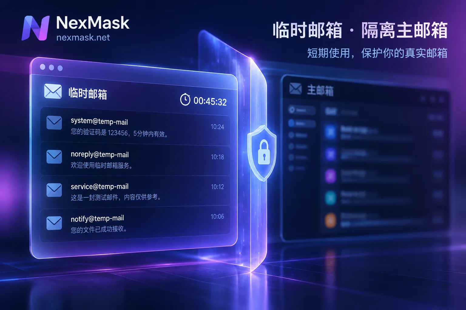 短期邮箱与主邮箱隔离机制示意图