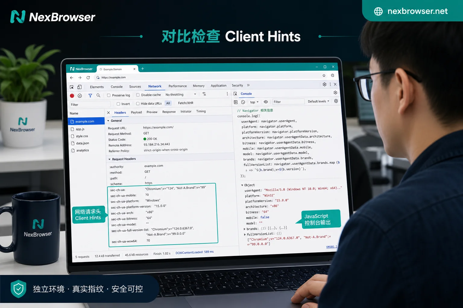 检查请求头与JS属性一致性示意图 检查请求头与JS属性一致性示意图