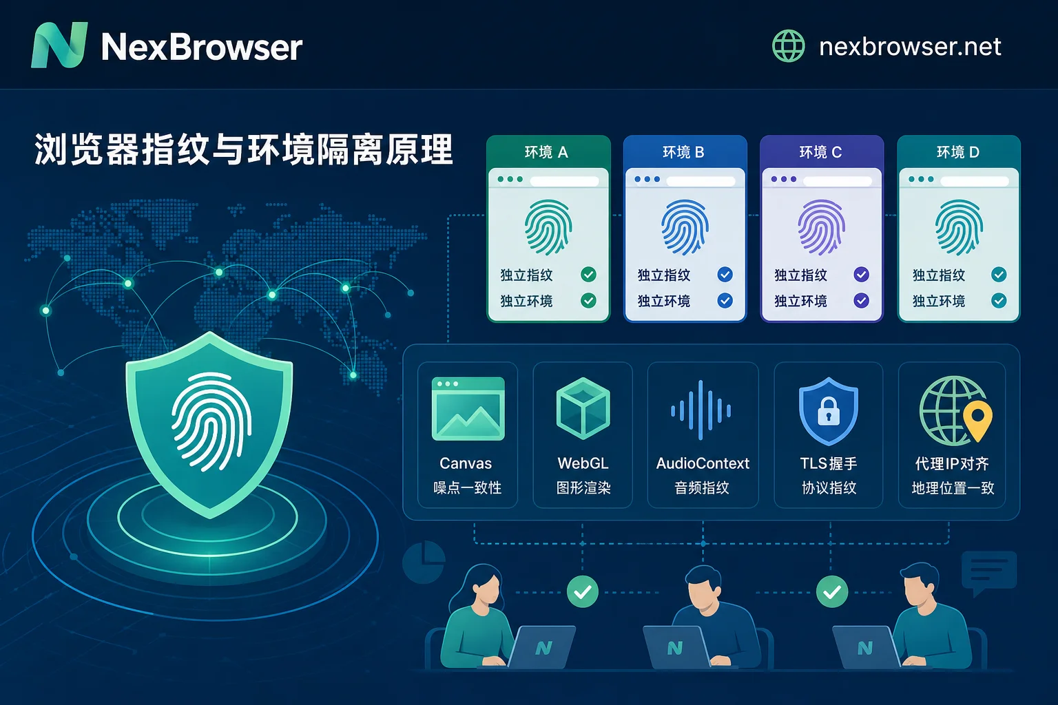 浏览器指纹与防关联隔离技术原理图 浏览器指纹与防关联隔离技术原理图
