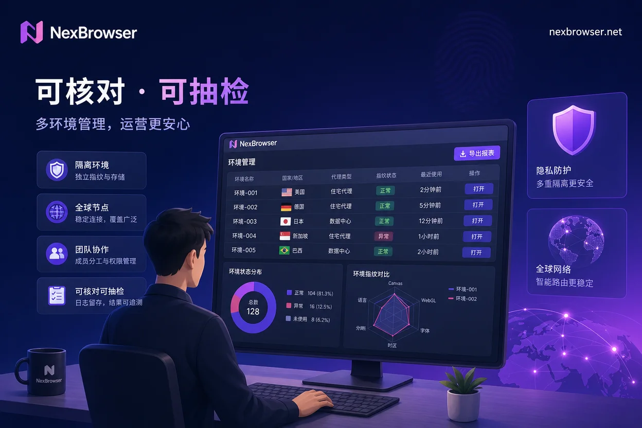 Operator comparing egress and fingerprint parameters across multiple account environments Operator comparing egress and fingerprint parameters across multiple account environments
